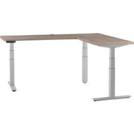 GLOBAL EQUIPMENT Interion    L-Shaped Electric Height Adjustable Desk, 60"W x 24"D, Gray W/ Gray Base 695777LGYGY